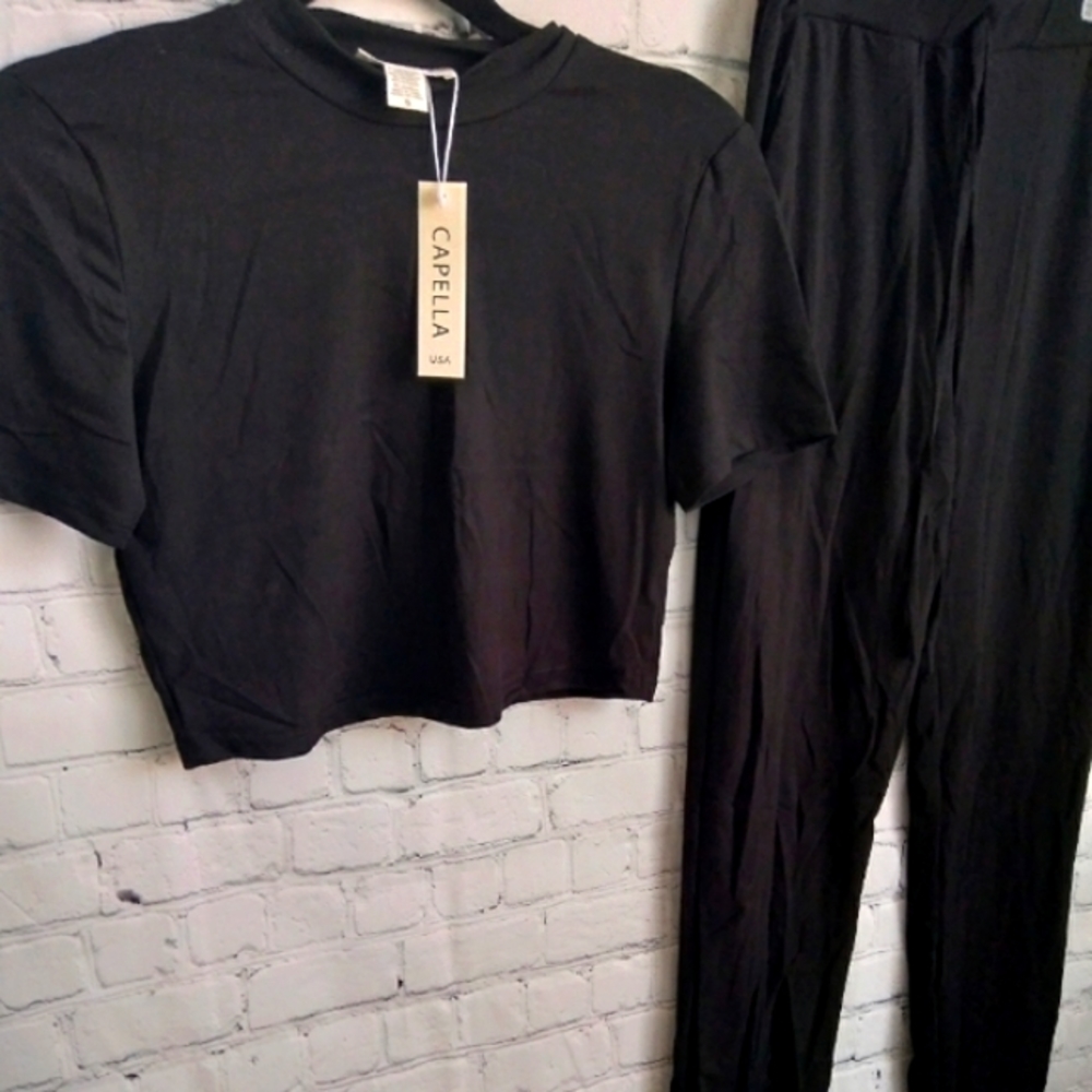 2Piece Soft Lounge Wear_ Black